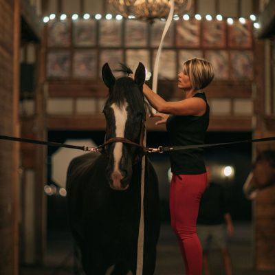 a person standing in front of a building