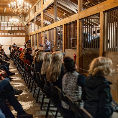 a group of people in a room