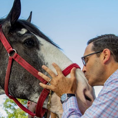 a man riding a horse